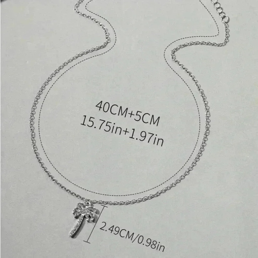 ⚠️Clearance Palm Tree Charm Necklace Silver - Picture 5 of 5